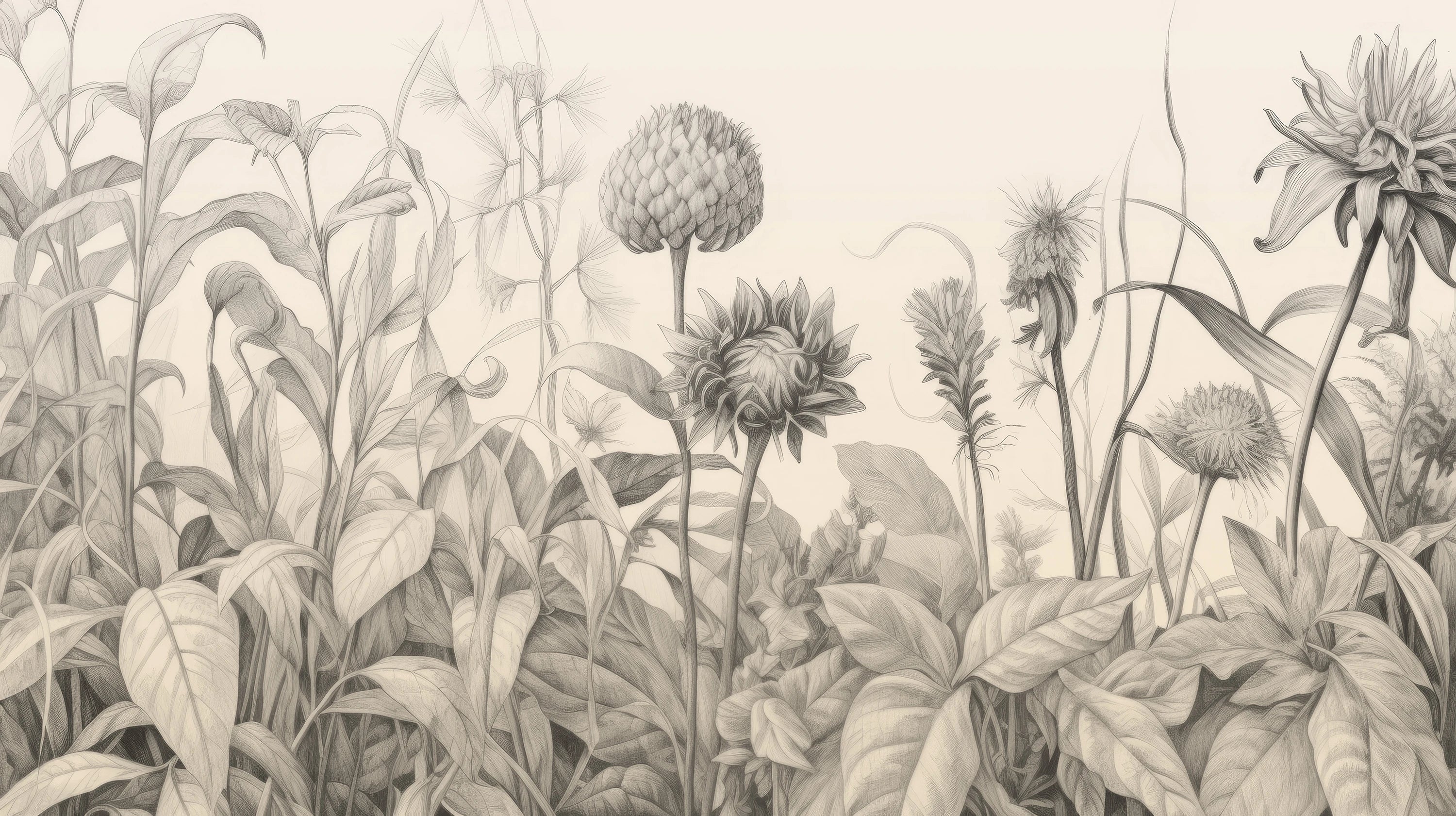 Mustervorschau: Prezentacja całego wzoru fototapety o nazwie Botanical Etchings