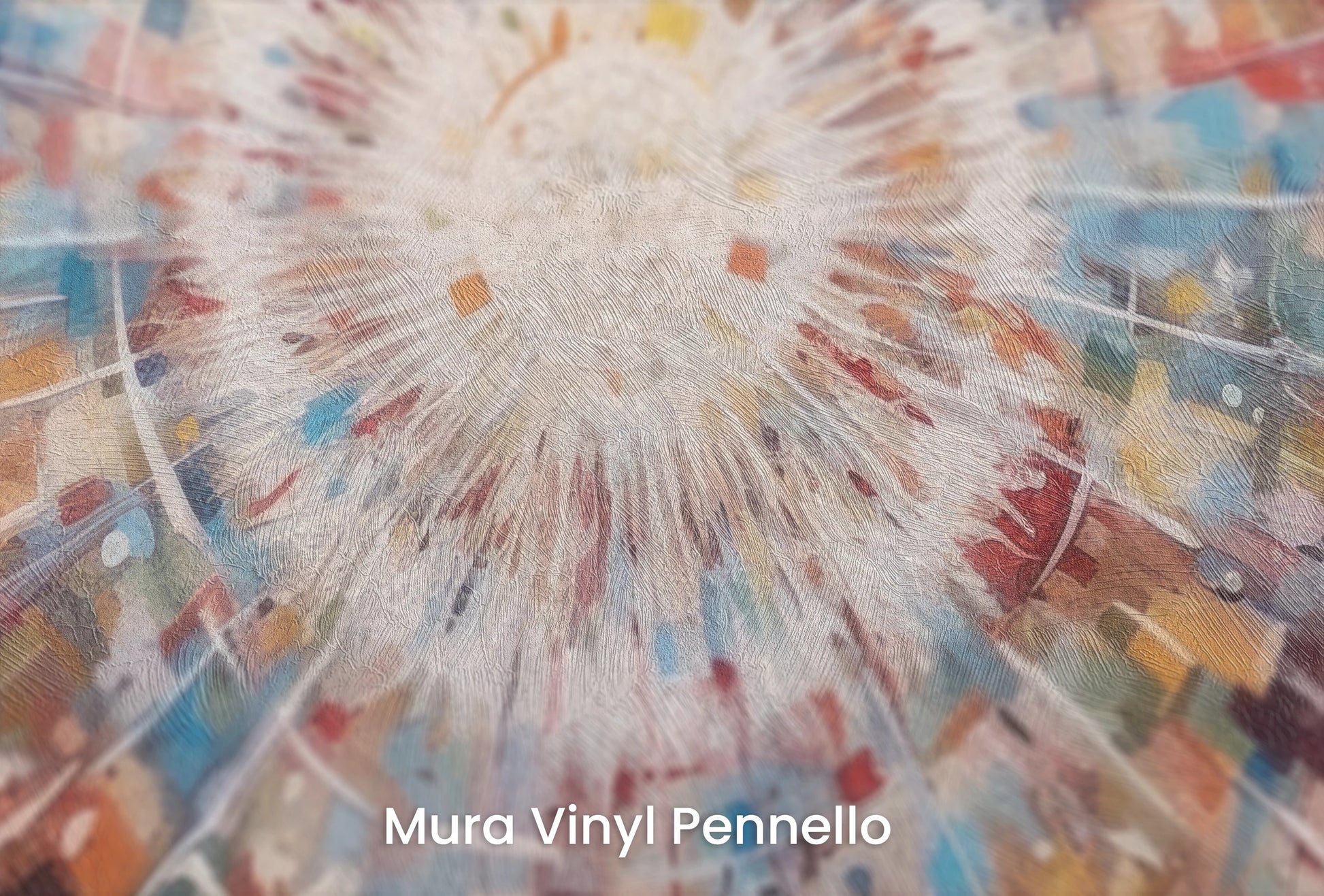 Zbliżenie na artystyczną fototapetę o nazwie Cosmic Explosion na podłożu Mura Vinyl Pennello - faktura pociągnięć pędzla malarskiego.