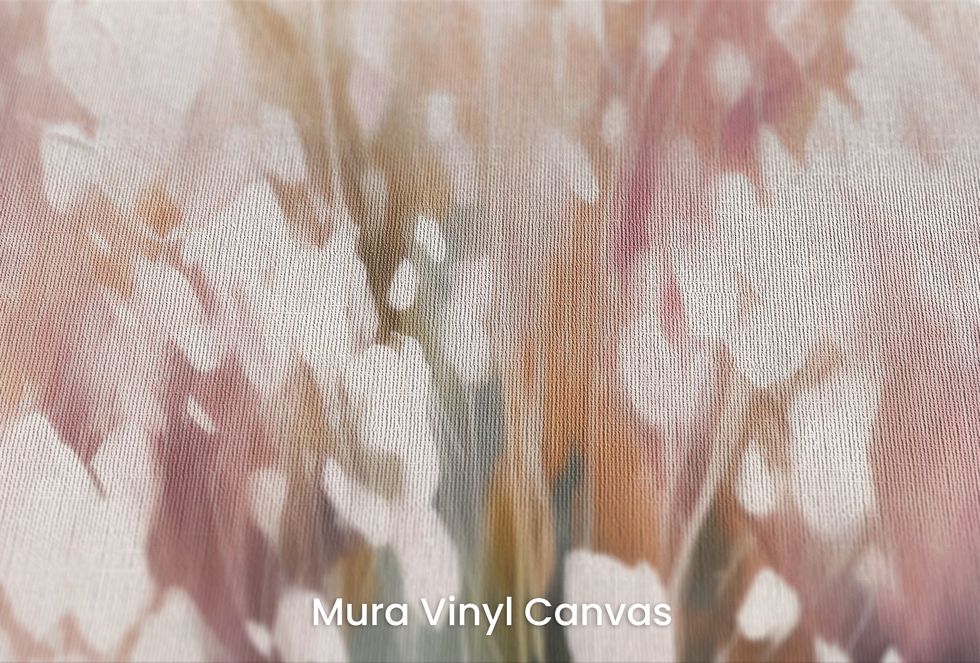 Zbliżenie na artystyczną fototapetę o nazwie Ethereal White Blossom na podłożu Mura Vinyl Canvas - faktura naturalnego płótna.