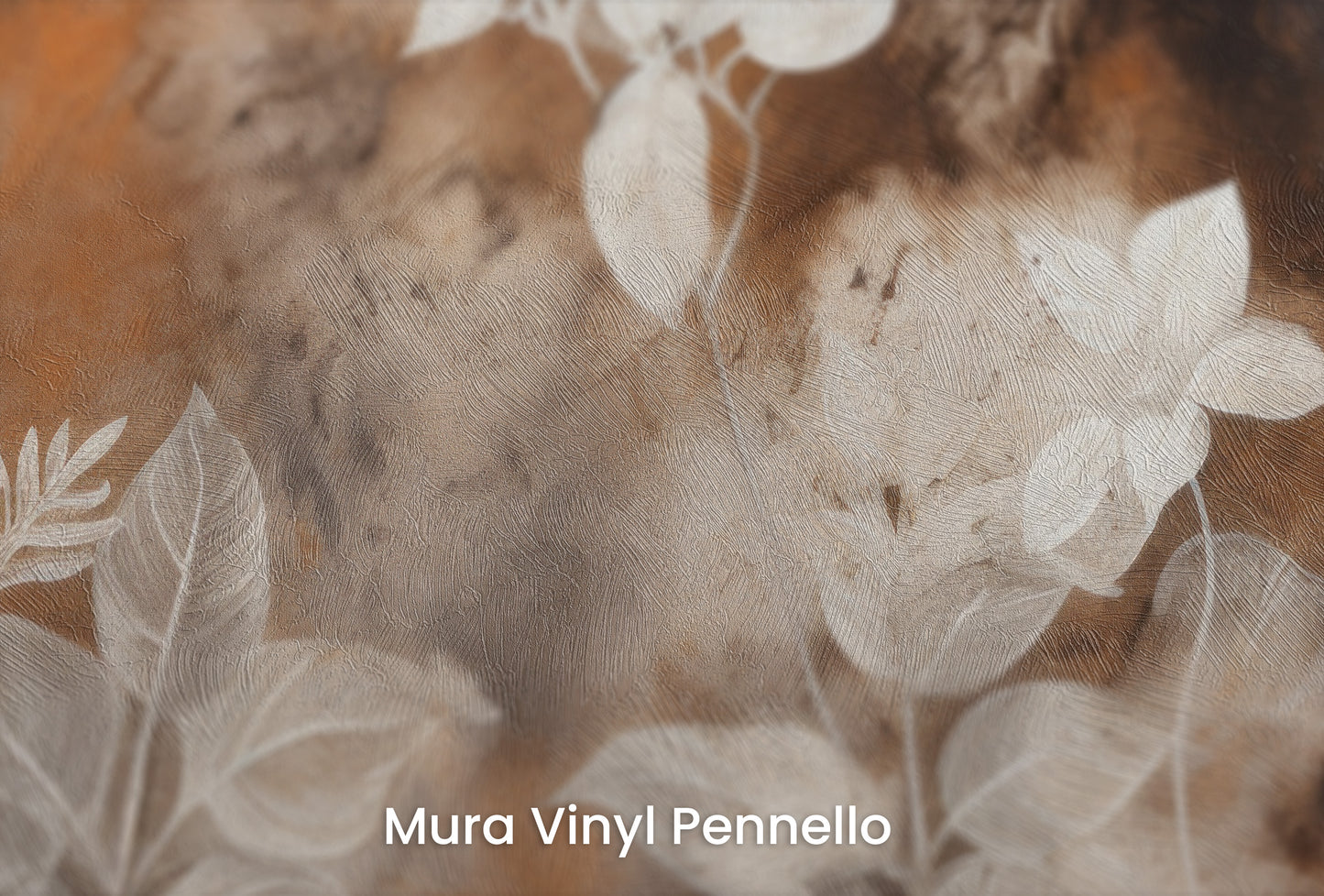 Zbliżenie na artystyczną fototapetę o nazwie Mystic Garden Silhouettes na podłożu Mura Vinyl Pennello - faktura pociągnięć pędzla malarskiego.