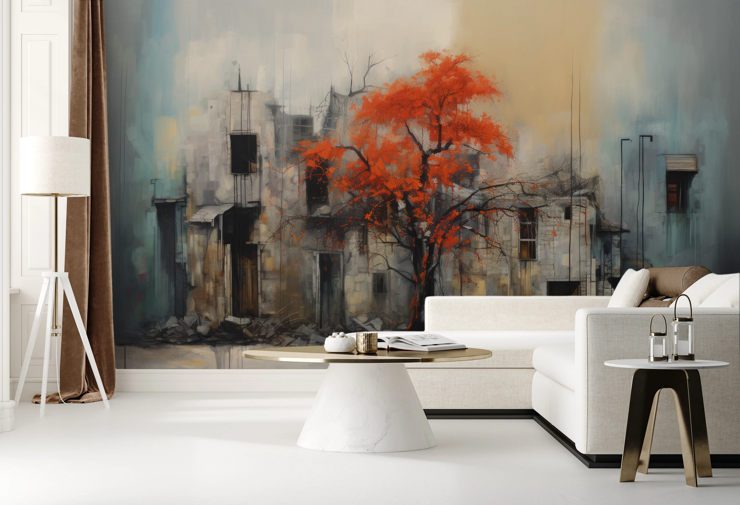 Fototapeta malowana o nazwie Autumn's Contrast pokazana w aranżacji wnętrza.
