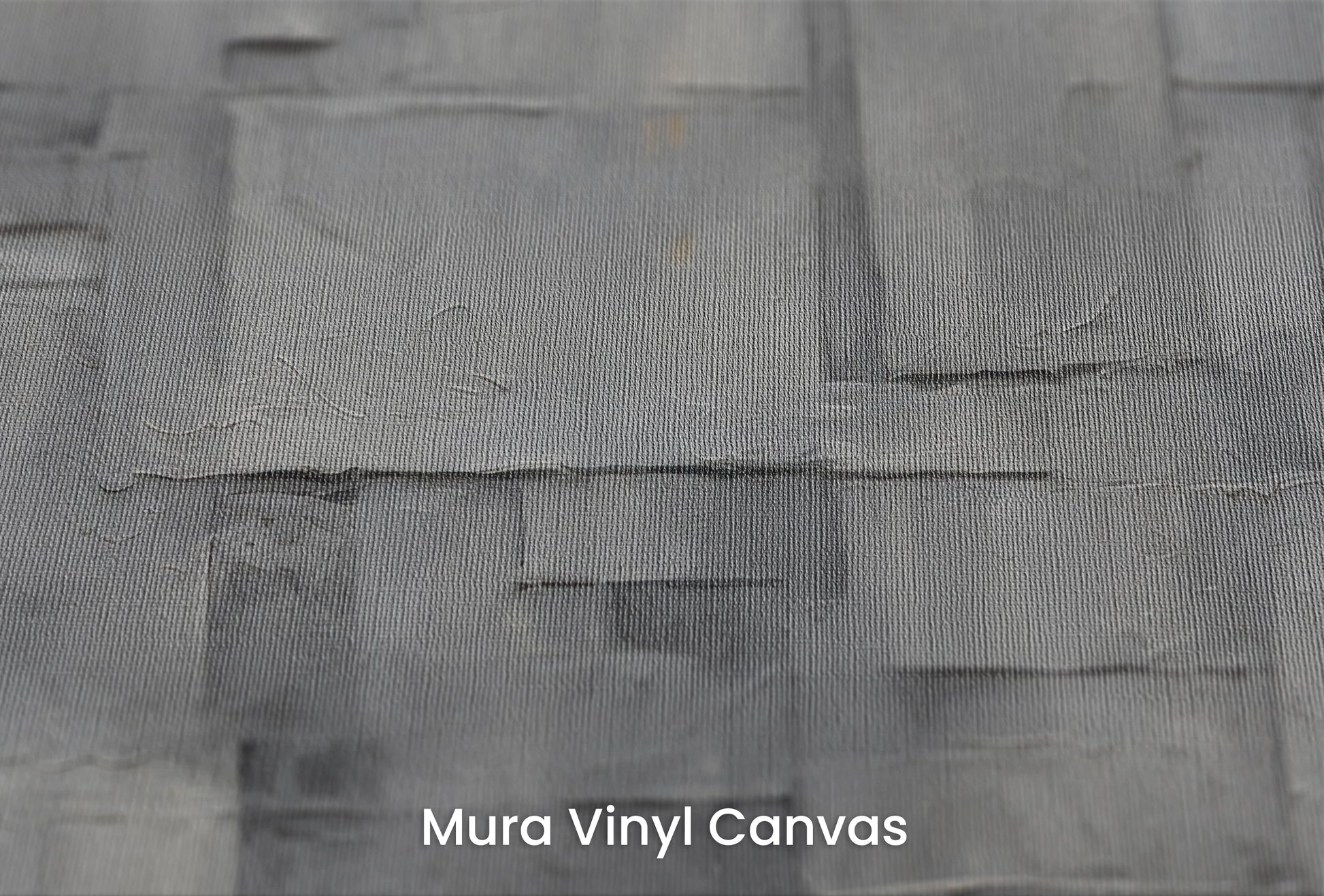 Zbliżenie na artystyczną fototapetę o nazwie Urban Cubism na podłożu Mura Vinyl Canvas - faktura naturalnego płótna.