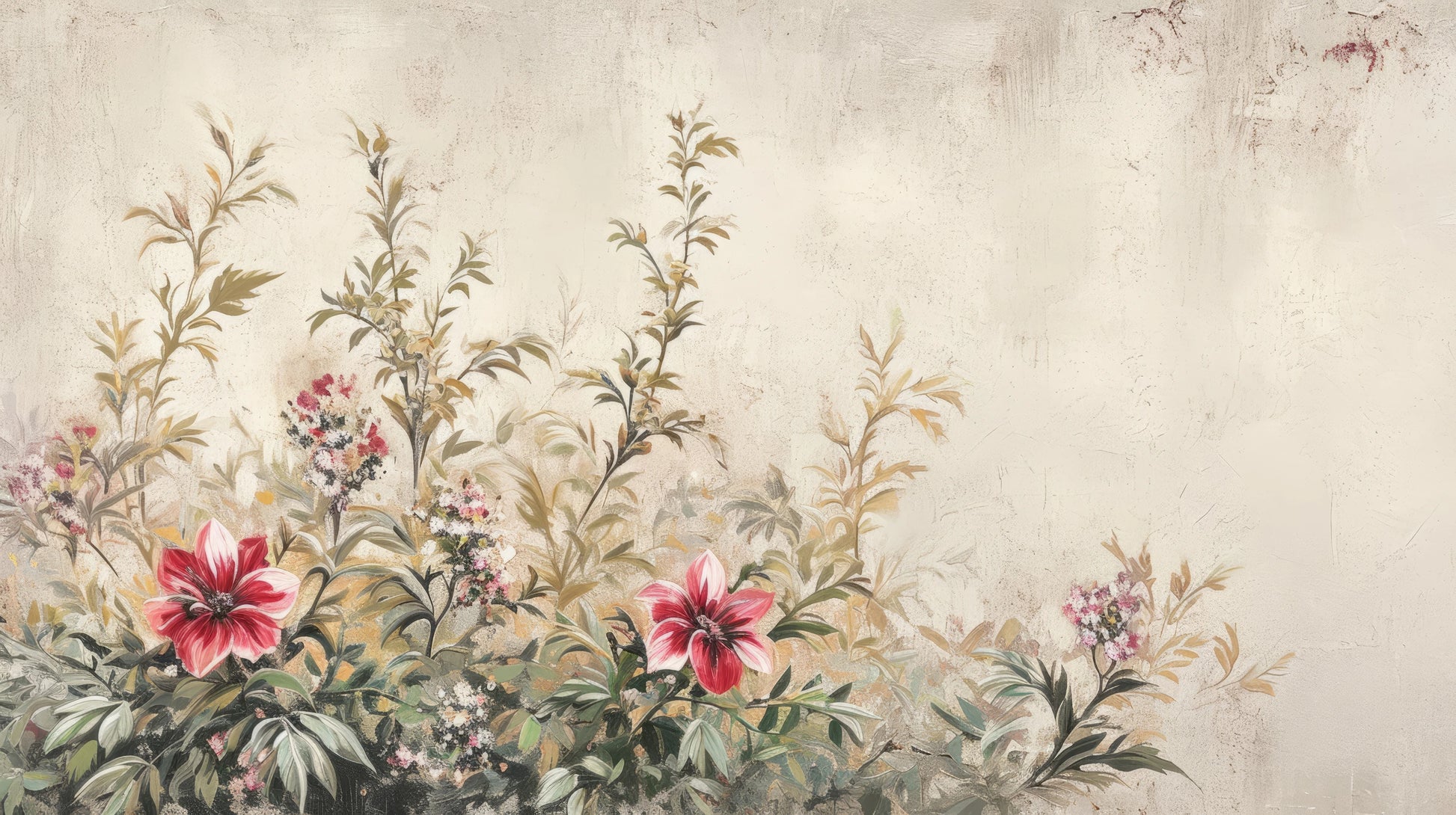 Prezentacja całego wzoru fototapety o nazwie Antique Florals
