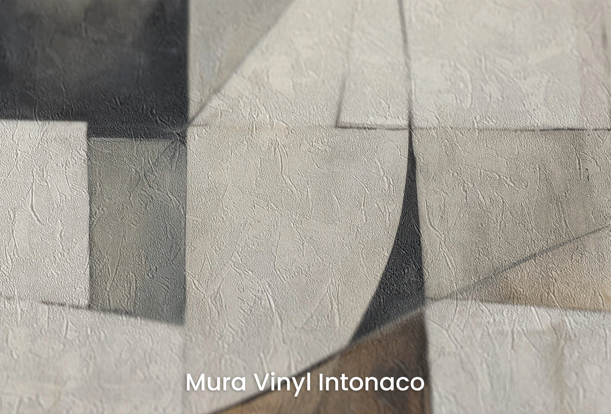Zbliżenie na artystyczną fototapetę o nazwie Geometric Composition na podłożu Mura Vinyl Intonaco - struktura tartego tynku.