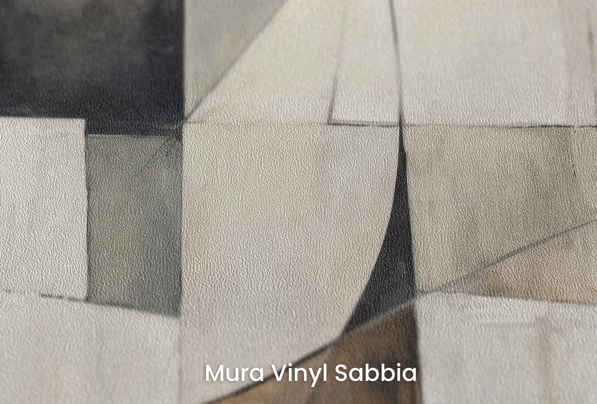 Zbliżenie na artystyczną fototapetę o nazwie Geometric Composition na podłożu Mura Vinyl Sabbia struktura grubego ziarna piasku.