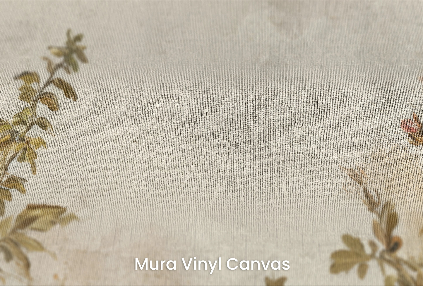 Zbliżenie na artystyczną fototapetę o nazwie Vintage Rose Garden na podłożu Mura Vinyl Canvas - faktura naturalnego płótna.