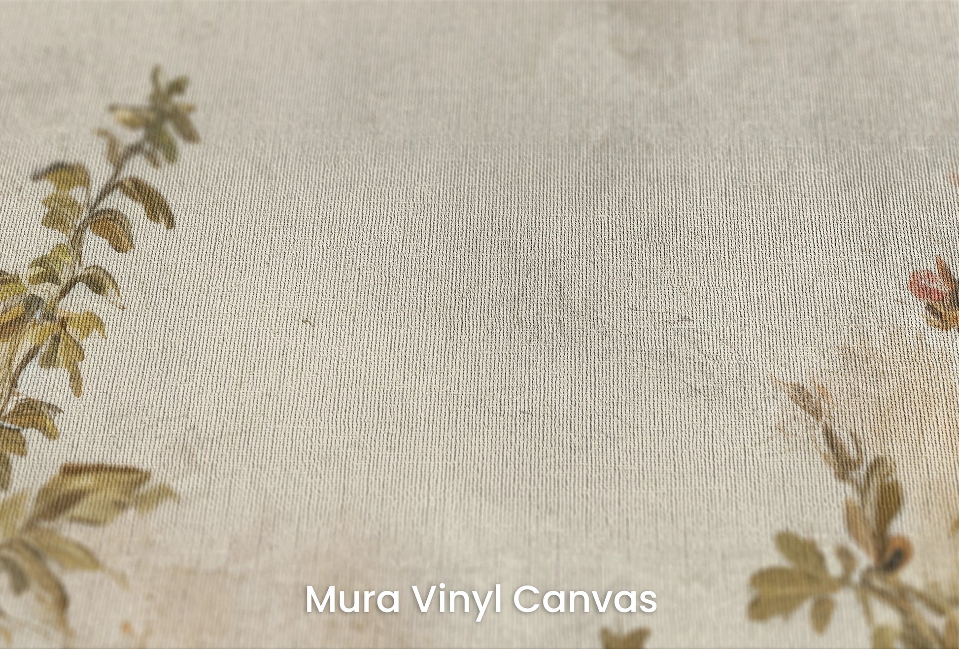 Zbliżenie na artystyczną fototapetę o nazwie Vintage Rose Garden na podłożu Mura Vinyl Canvas - faktura naturalnego płótna.