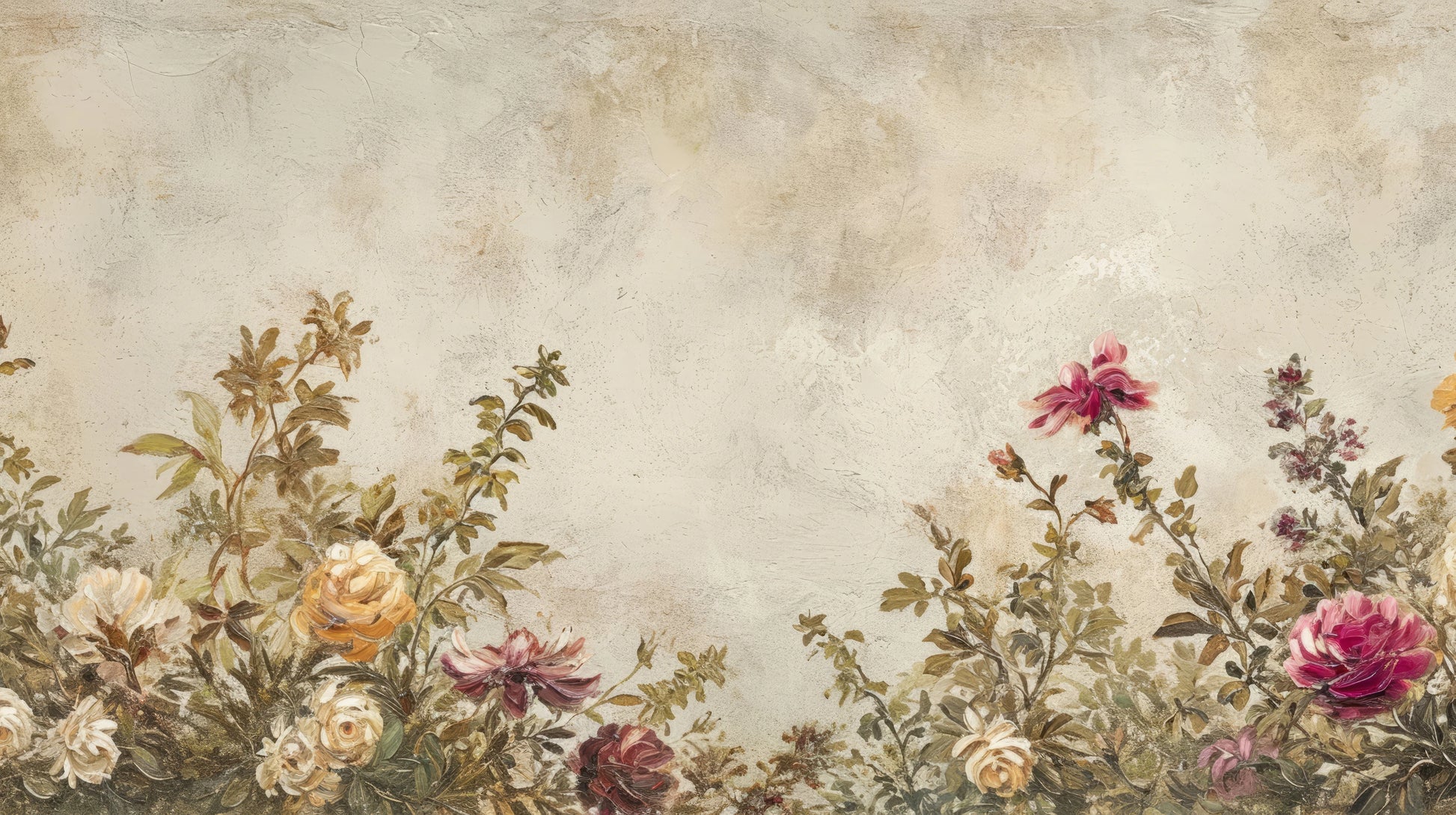 Prezentacja całego wzoru fototapety o nazwie Vintage Rose Garden
