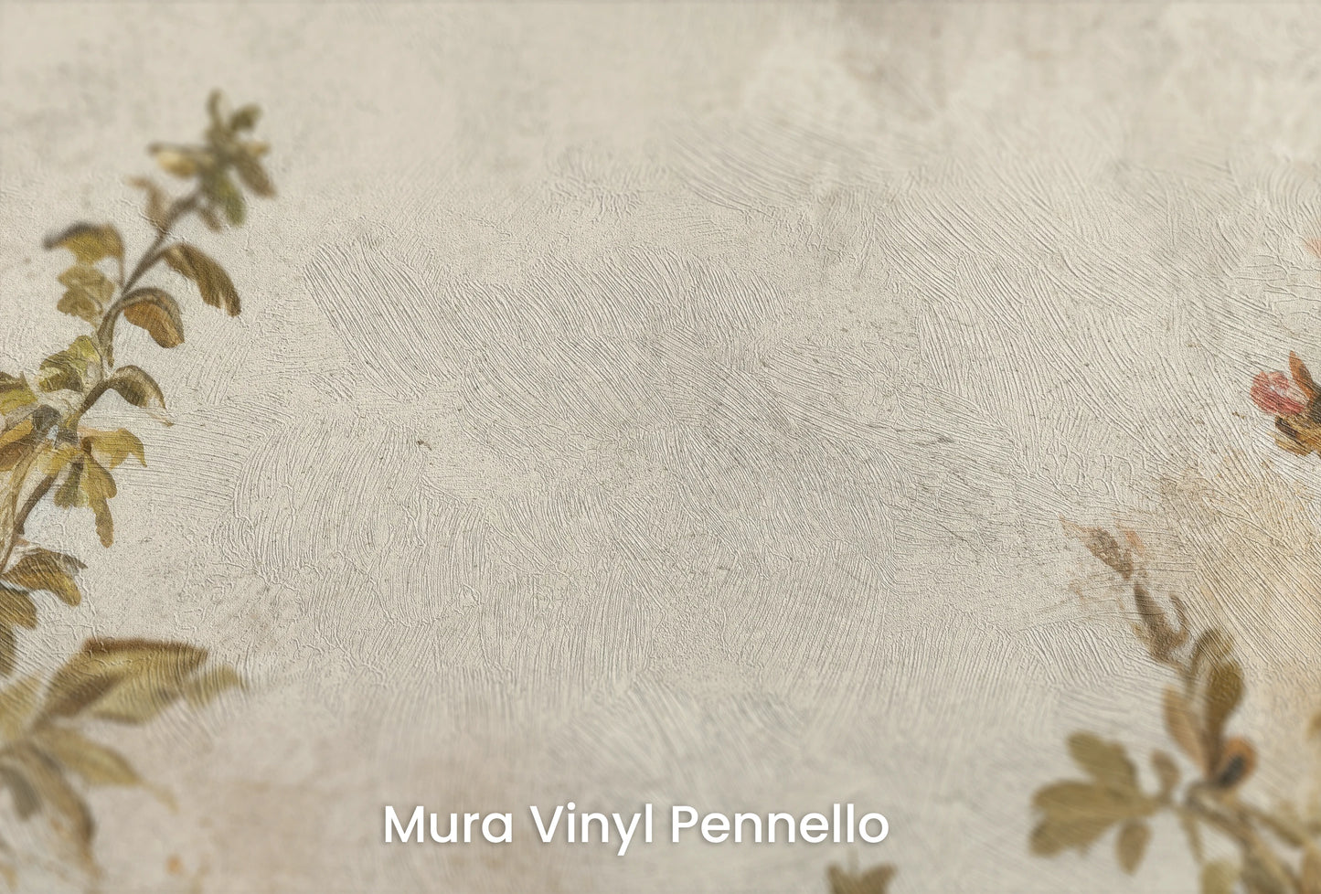Zbliżenie na artystyczną fototapetę o nazwie Vintage Rose Garden na podłożu Mura Vinyl Pennello - faktura pociągnięć pędzla malarskiego.