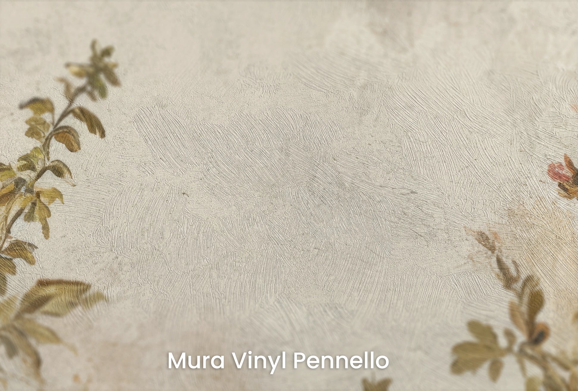 Zbliżenie na artystyczną fototapetę o nazwie Vintage Rose Garden na podłożu Mura Vinyl Pennello - faktura pociągnięć pędzla malarskiego.