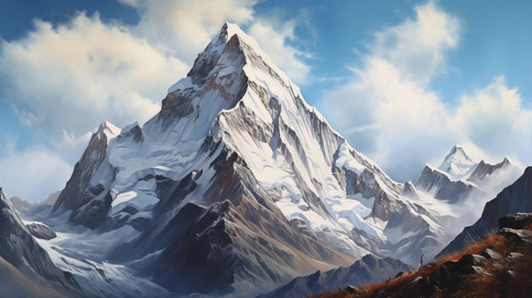 Alpine Grandeur - A mountain wallpaper with a majestic peak in cool tones