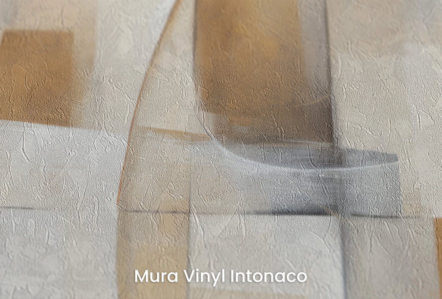 Zbliżenie na artystyczną fototapetę o nazwie Soft Geometric Curves na podłożu Mura Vinyl Intonaco - struktura tartego tynku.