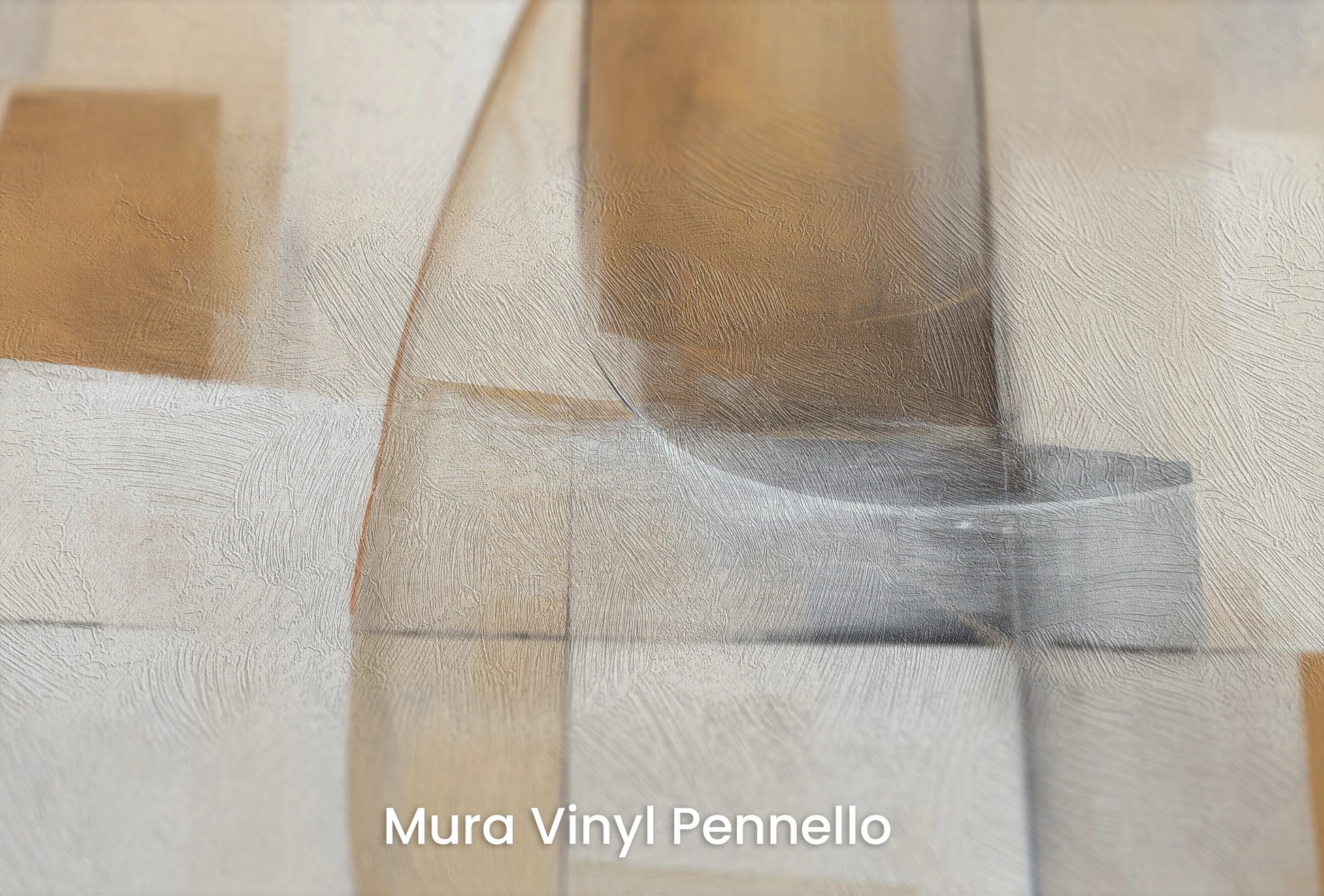 Zbliżenie na artystyczną fototapetę o nazwie Soft Geometric Curves na podłożu Mura Vinyl Pennello - faktura pociągnięć pędzla malarskiego.