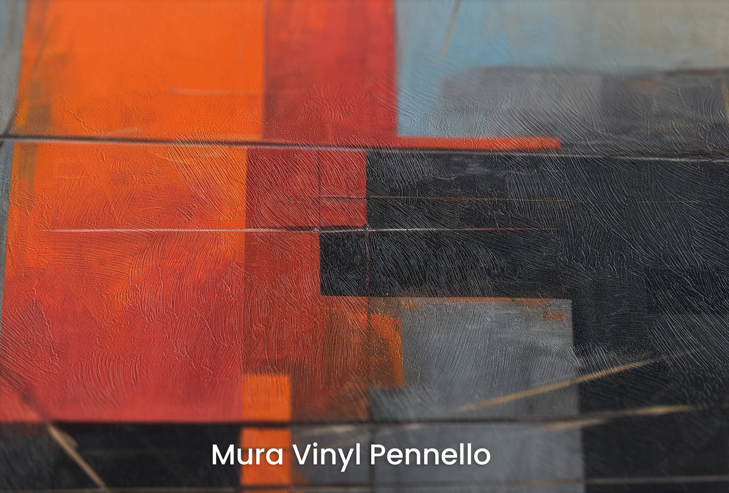 Zbliżenie na artystyczną fototapetę o nazwie Modern Color Blocks na podłożu Mura Vinyl Pennello - faktura pociągnięć pędzla malarskiego.