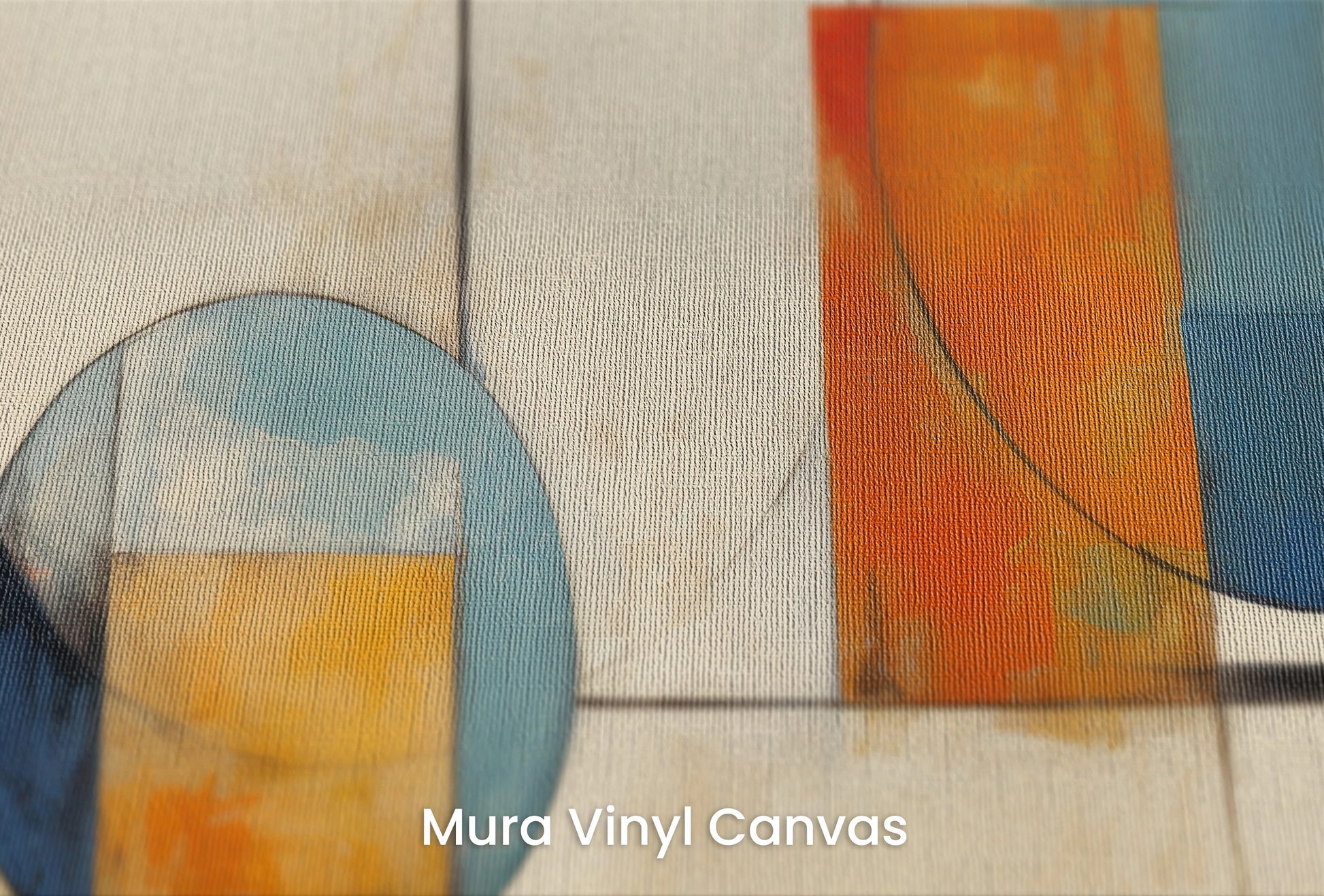 Zbliżenie na artystyczną fototapetę o nazwie Circular Geometric Harmony na podłożu Mura Vinyl Canvas - faktura naturalnego płótna.