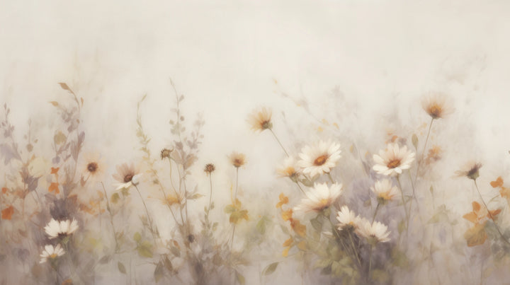 Prezentacja całego wzoru fototapety o nazwie Hazy Wildflowers