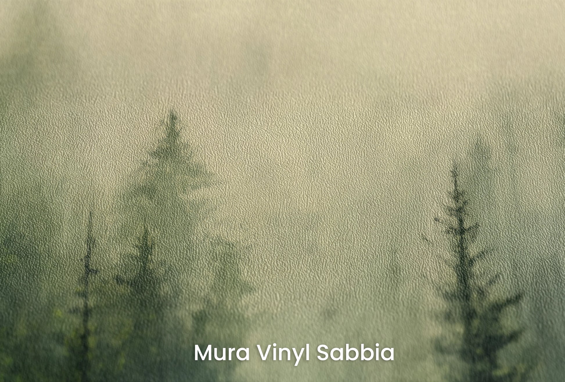 Zbliżenie na artystyczną fototapetę o nazwie Zielony Mrok na podłożu Mura Vinyl Sabbia struktura grubego ziarna piasku.
