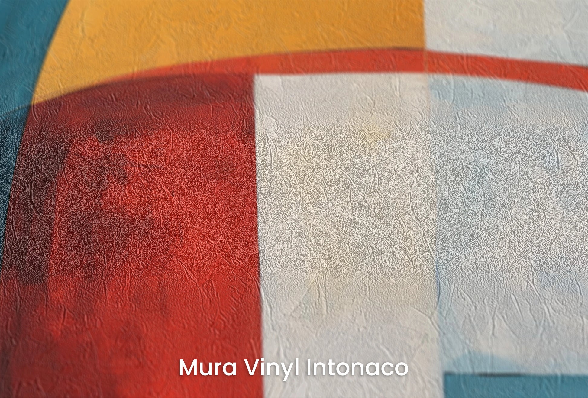 Zbliżenie na artystyczną fototapetę o nazwie Curved Elegance #2 na podłożu Mura Vinyl Intonaco - struktura tartego tynku.