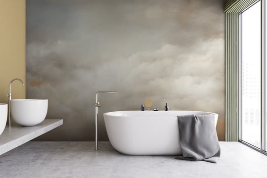 Wzór fototapety artystycznej o nazwie CLOUDS OF SERENITY CANVAS pokazanej w aranżacji wnętrza.
