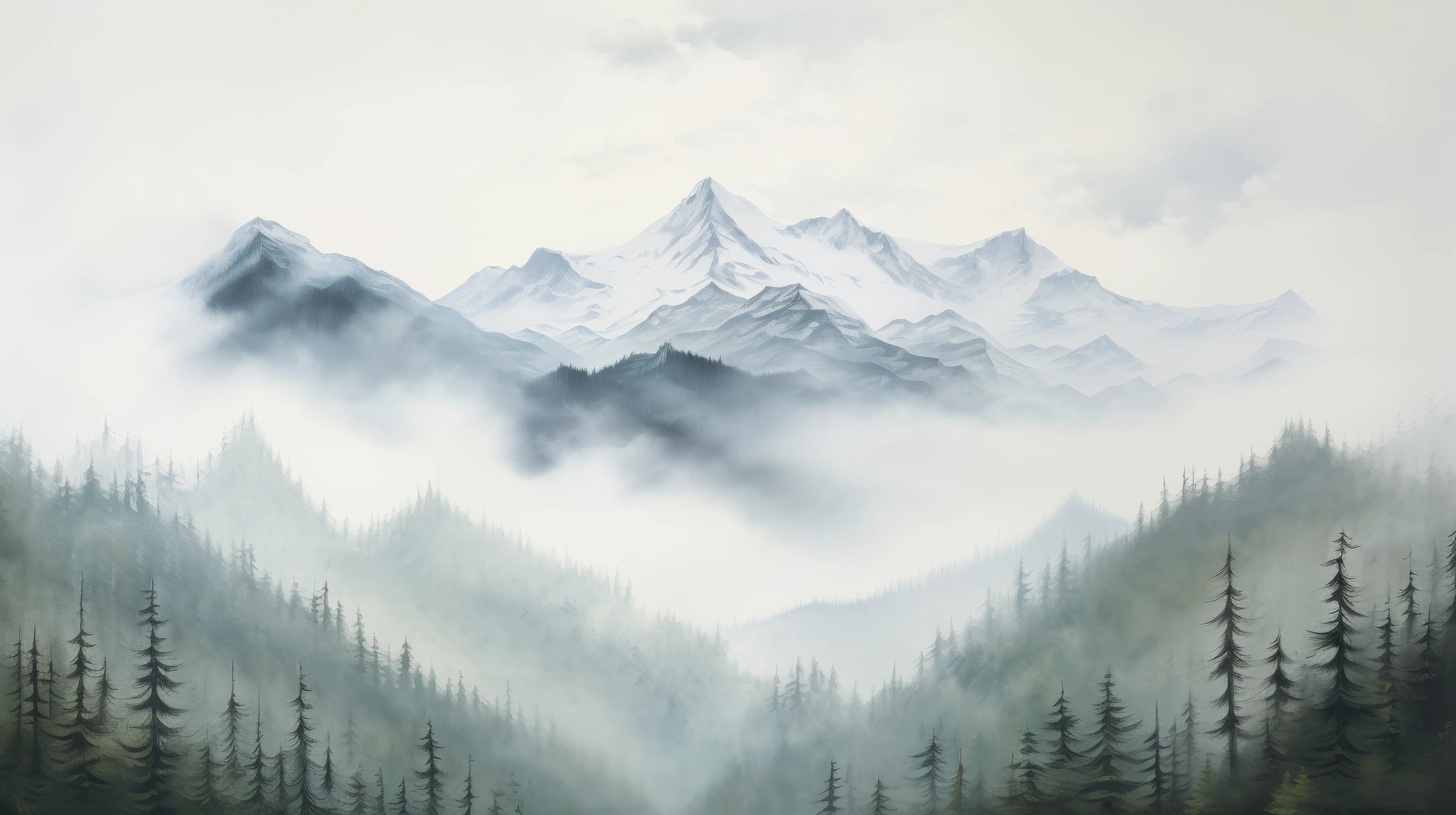Mustervorschau: Prezentacja całego wzoru fototapety o nazwie Misty Mountain