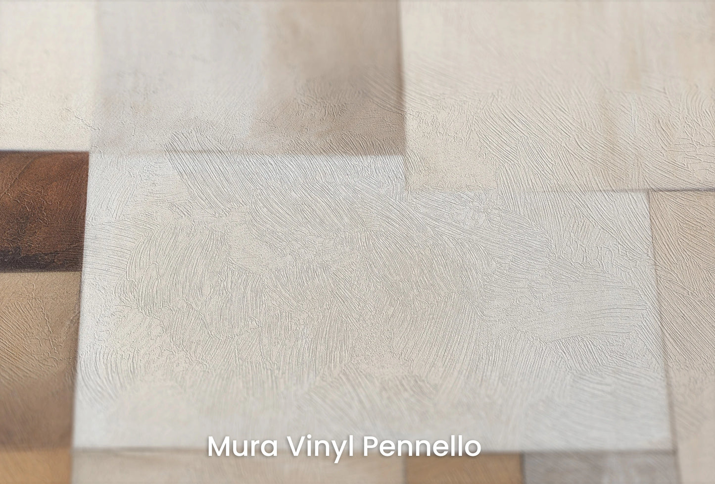 Zbliżenie na artystyczną fototapetę o nazwie Earthy Blocks #2 na podłożu Mura Vinyl Pennello - faktura pociągnięć pędzla malarskiego.