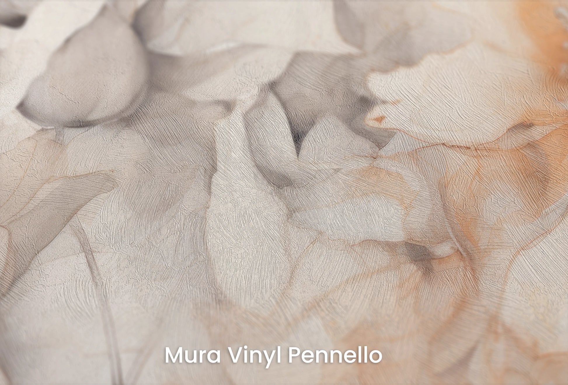 Zbliżenie na artystyczną fototapetę o nazwie Neutral Florals na podłożu Mura Vinyl Pennello - faktura pociągnięć pędzla malarskiego.