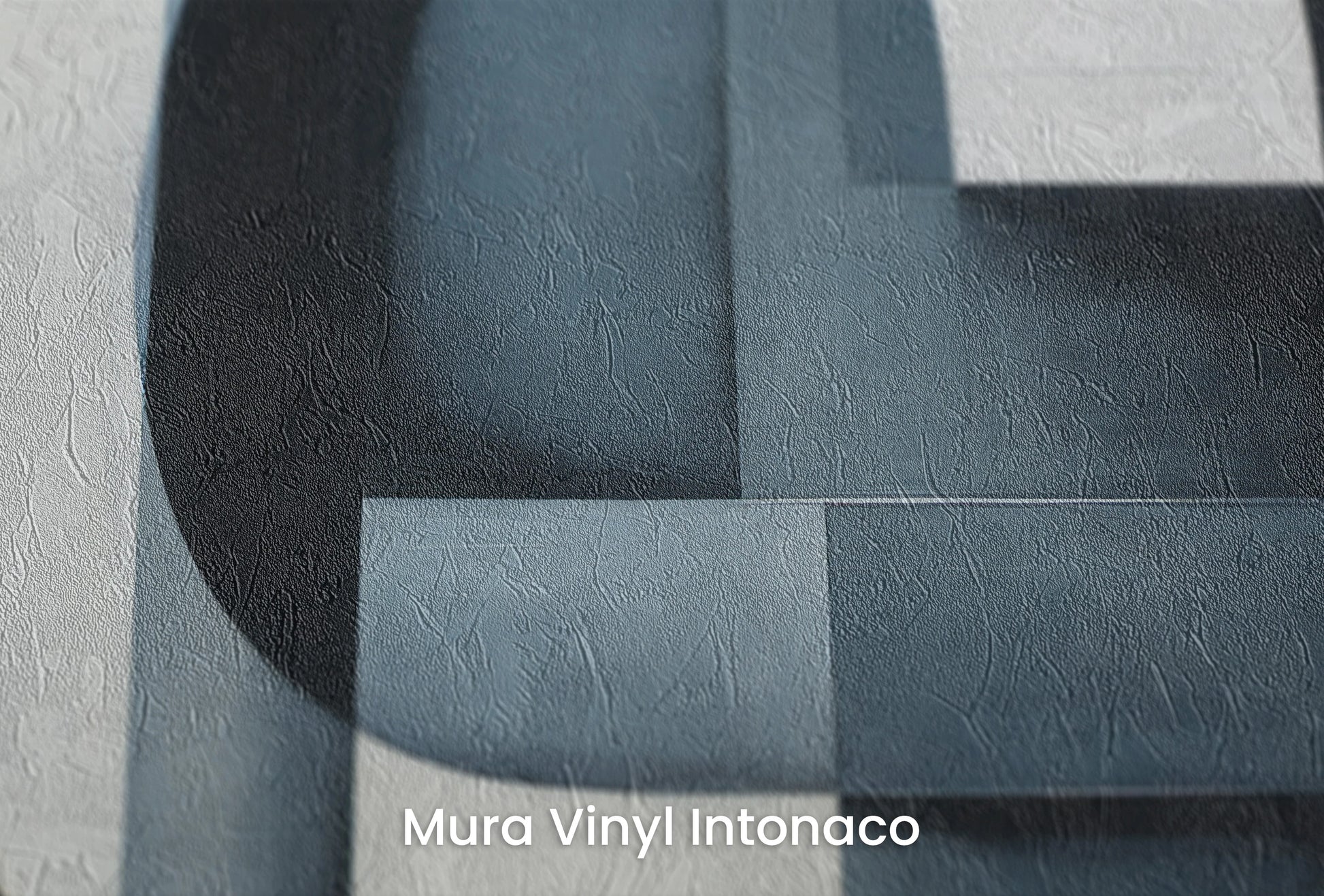 Zbliżenie na artystyczną fototapetę o nazwie Monochromatic Curvature na podłożu Mura Vinyl Intonaco - struktura tartego tynku.