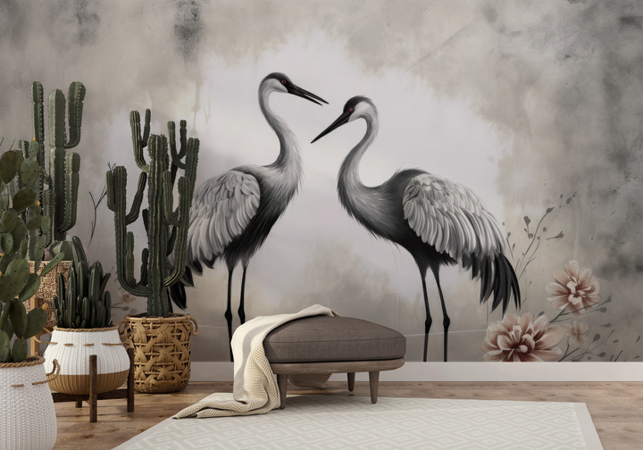 Fototapeta malowana o nazwie Graceful Pair pokazana w aranżacji wnętrza.