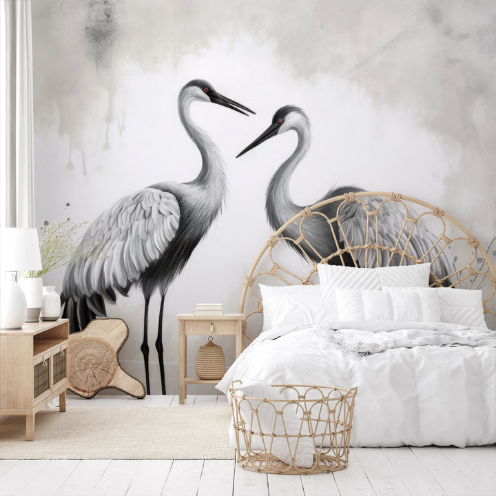 Wzór fototapety artystycznej o nazwie Graceful Pair pokazanej w aranżacji wnętrza.