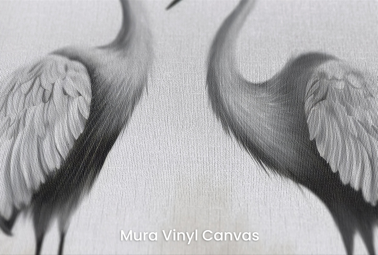 Zbliżenie na artystyczną fototapetę o nazwie Graceful Pair na podłożu Mura Vinyl Canvas - faktura naturalnego płótna.