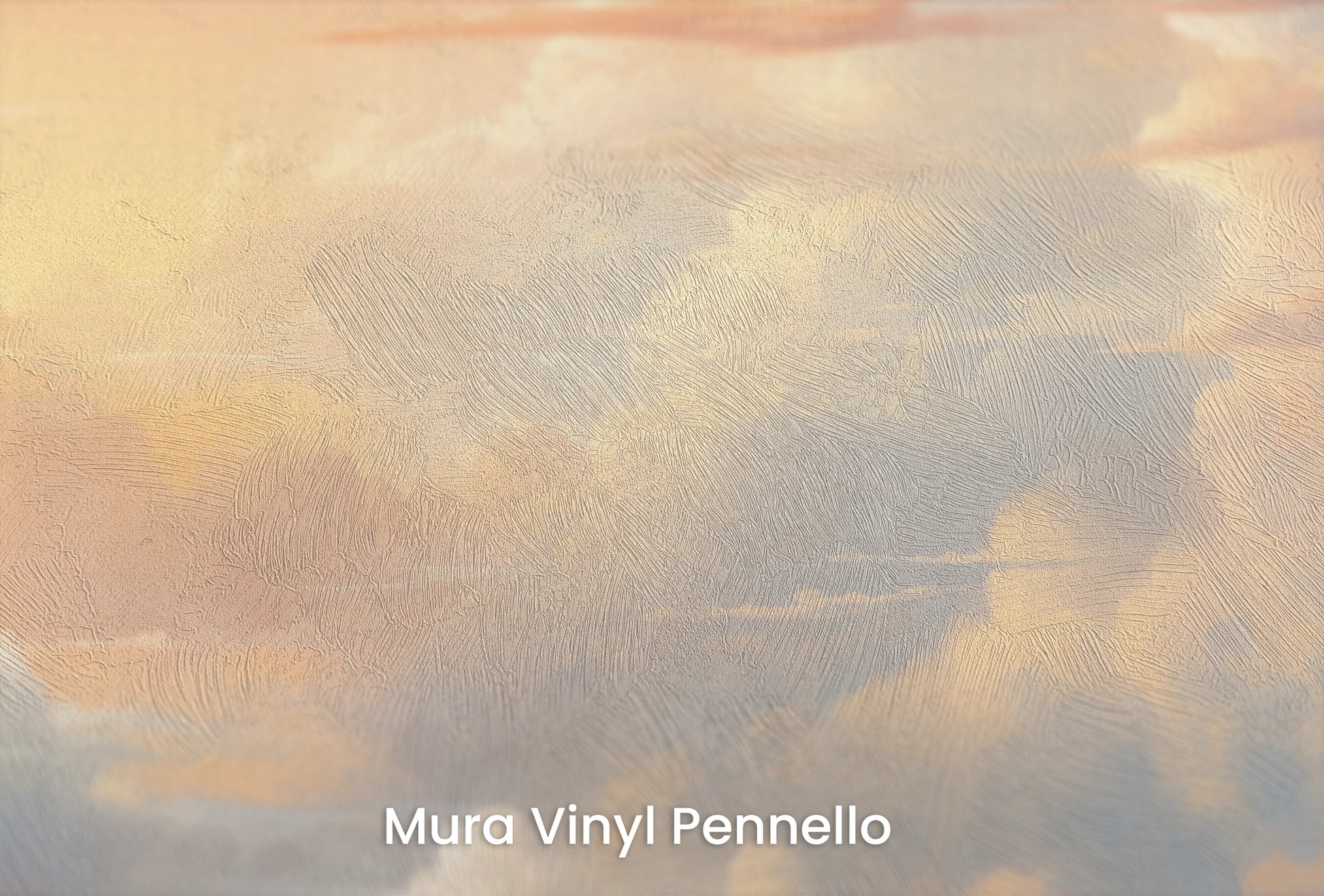 Zbliżenie na artystyczną fototapetę o nazwie Golden Serenity na podłożu Mura Vinyl Pennello - faktura pociągnięć pędzla malarskiego.