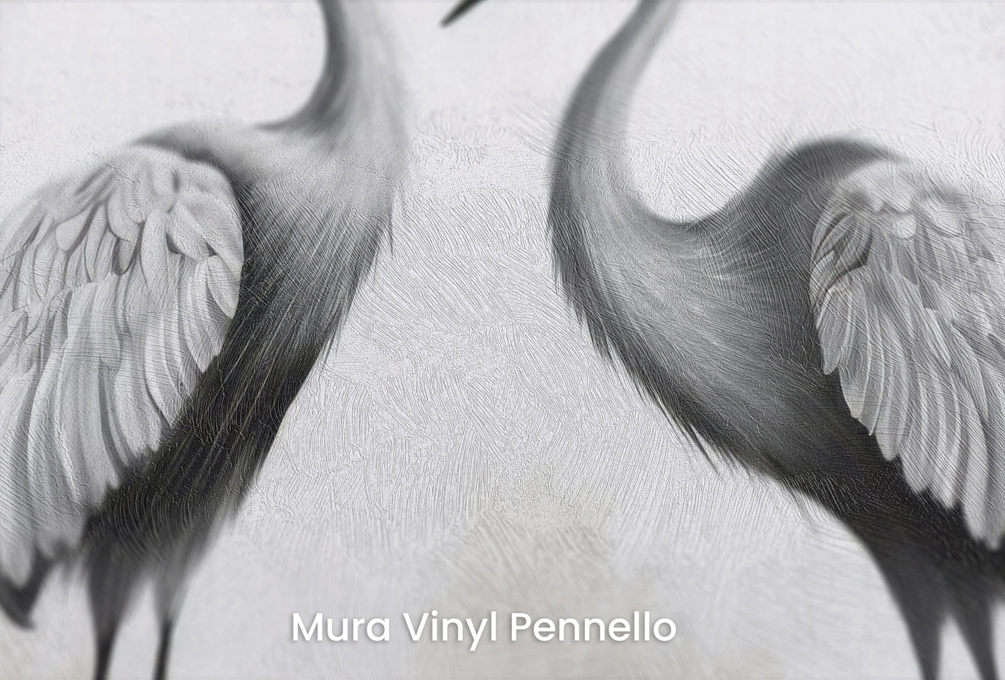 Zbliżenie na artystyczną fototapetę o nazwie Graceful Pair na podłożu Mura Vinyl Pennello - faktura pociągnięć pędzla malarskiego.