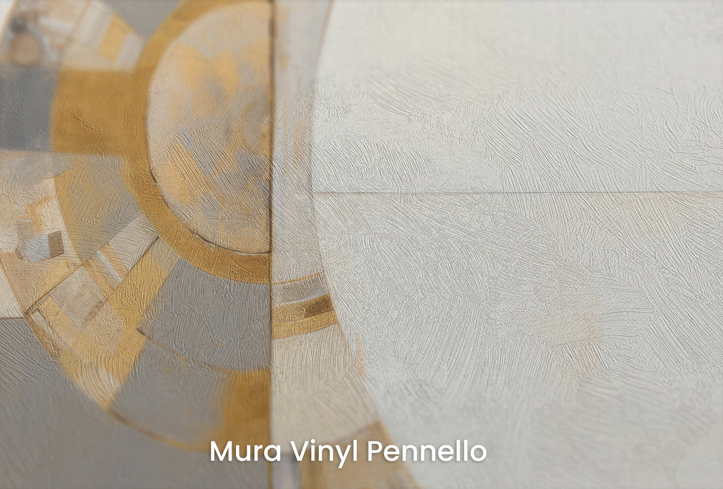 Zbliżenie na artystyczną fototapetę o nazwie GOLDEN AXIS SYMMETRY na podłożu Mura Vinyl Pennello - faktura pociągnięć pędzla malarskiego.