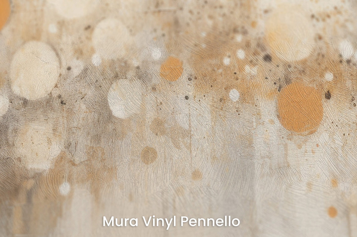 Zbliżenie na artystyczną fototapetę o nazwie NEUTRAL SPHERE CASCADE na podłożu Mura Vinyl Pennello - faktura pociągnięć pędzla malarskiego.
