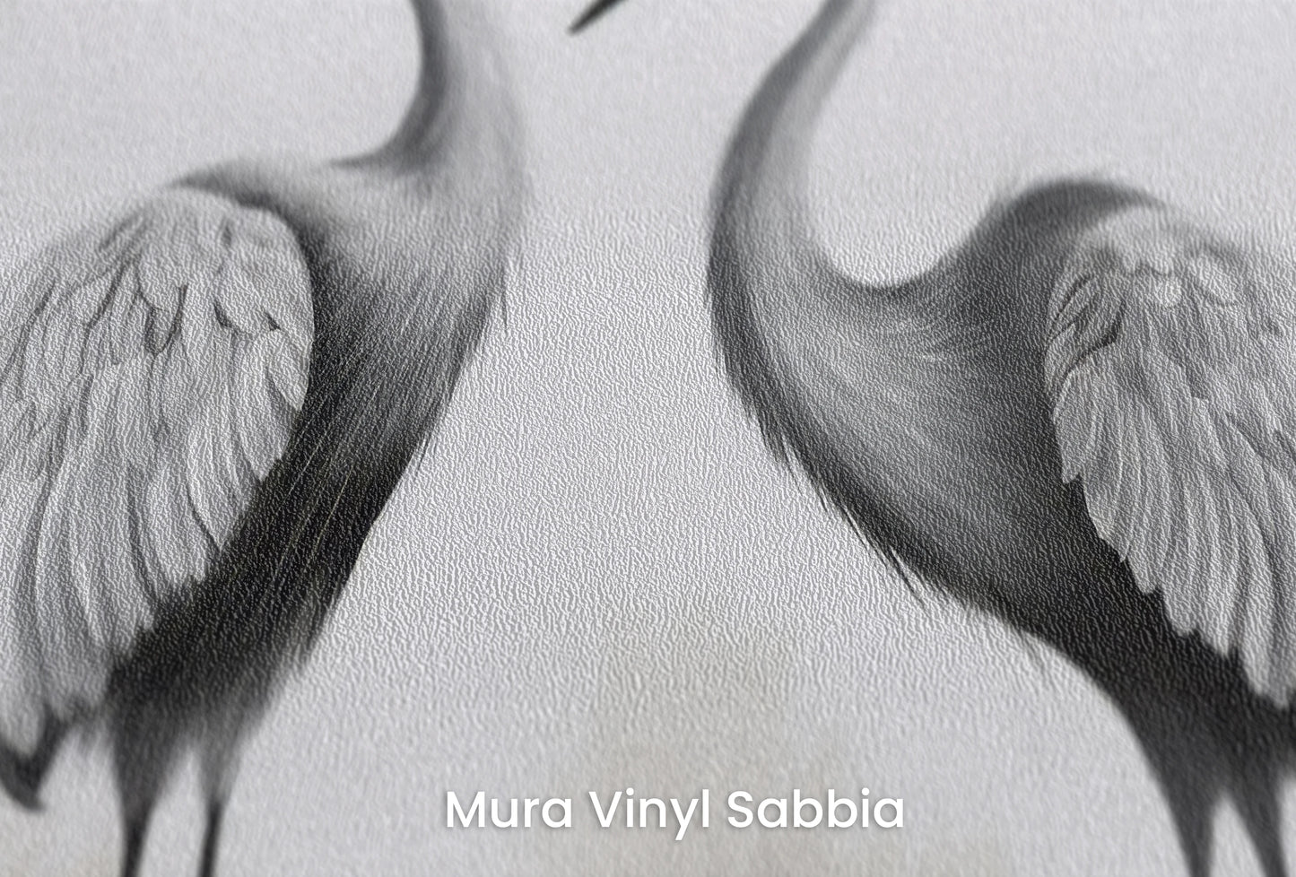 Zbliżenie na artystyczną fototapetę o nazwie Graceful Pair na podłożu Mura Vinyl Sabbia struktura grubego ziarna piasku.
