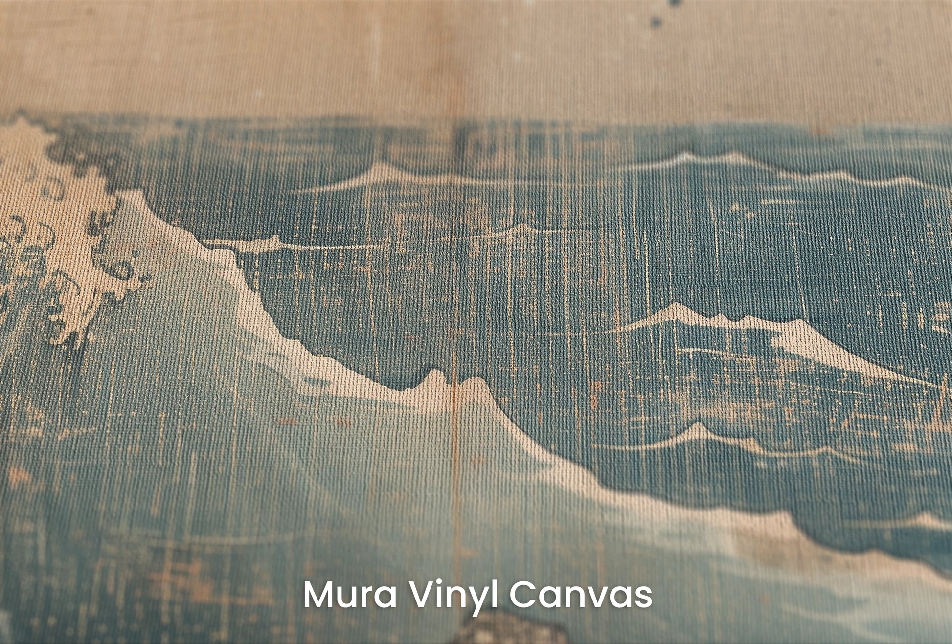 Zbliżenie na artystyczną fototapetę o nazwie Vintage Sea Scroll na podłożu Mura Vinyl Canvas - faktura naturalnego płótna.