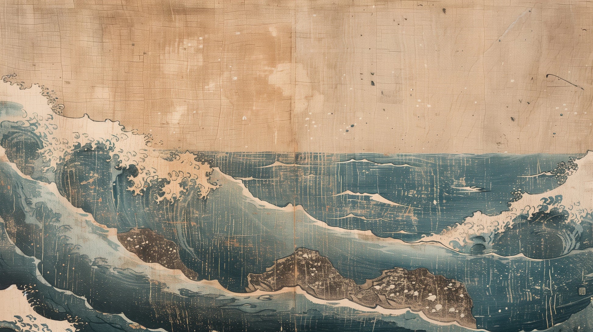Prezentacja całego wzoru fototapety o nazwie Vintage Sea Scroll