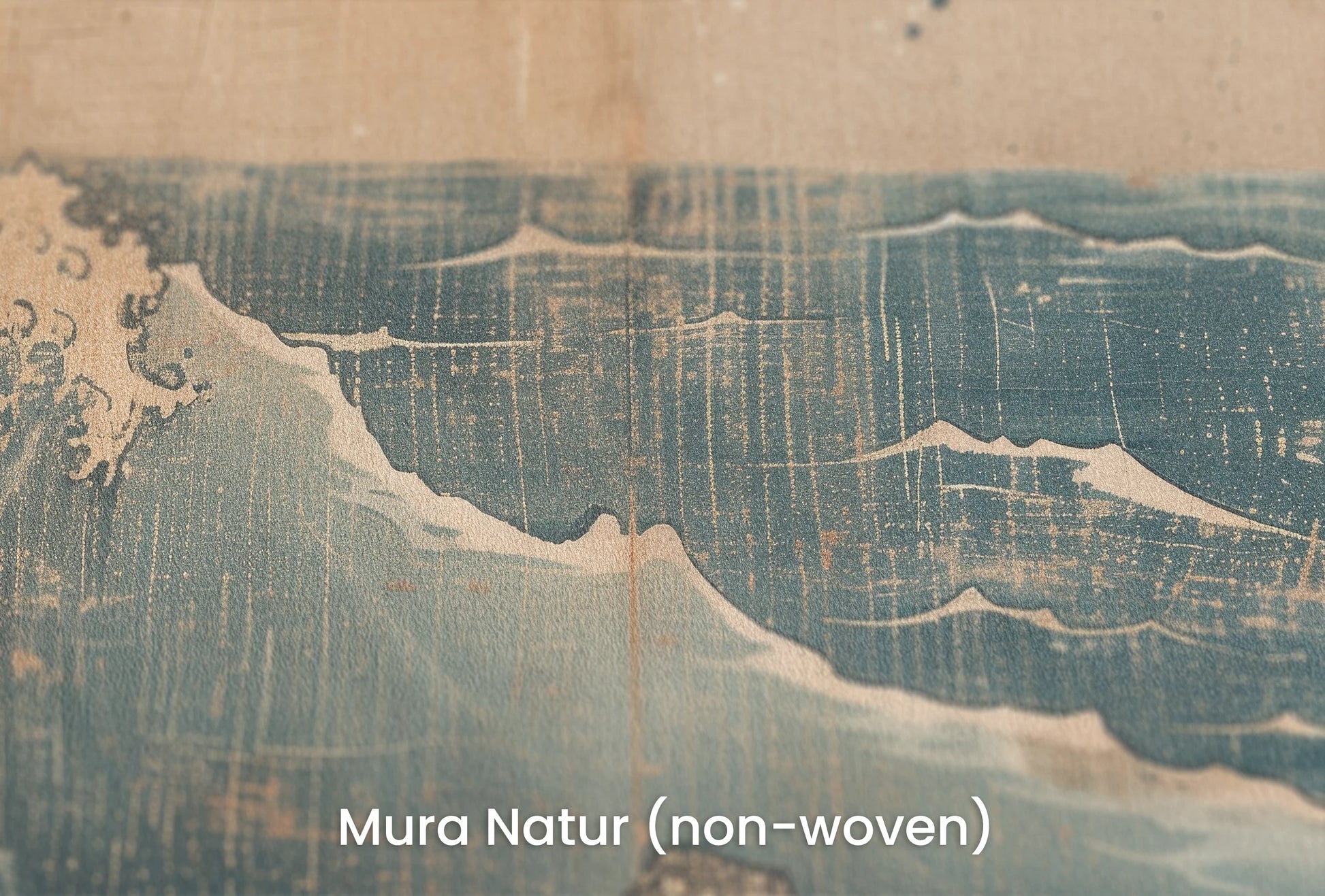 Zbliżenie na artystyczną fototapetę o nazwie Vintage Sea Scroll na podłożu Mura Natur (non-woven) - naturalne i ekologiczne podłoże.