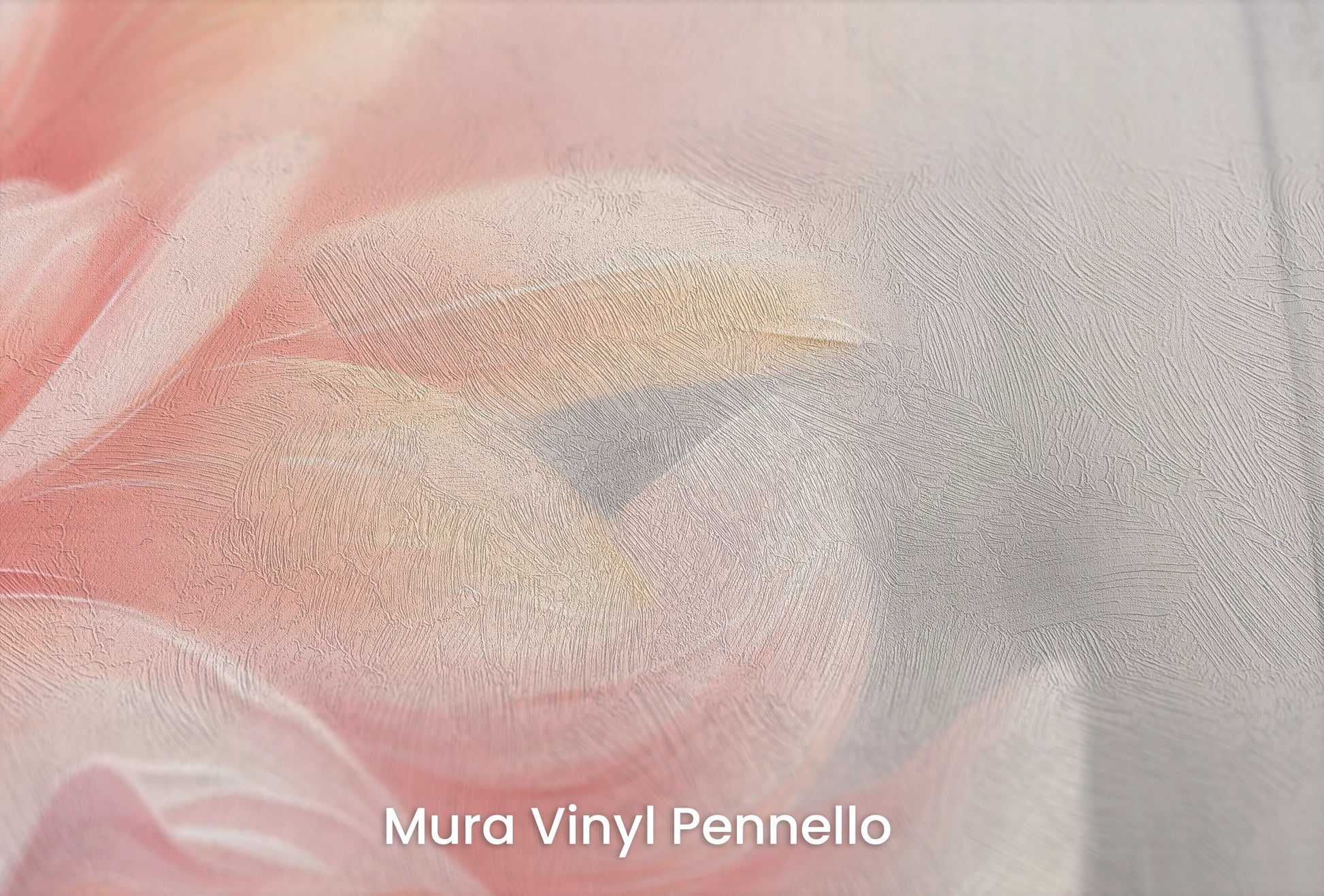 Zbliżenie na artystyczną fototapetę o nazwie Pink Petal Whirl na podłożu Mura Vinyl Pennello - faktura pociągnięć pędzla malarskiego.