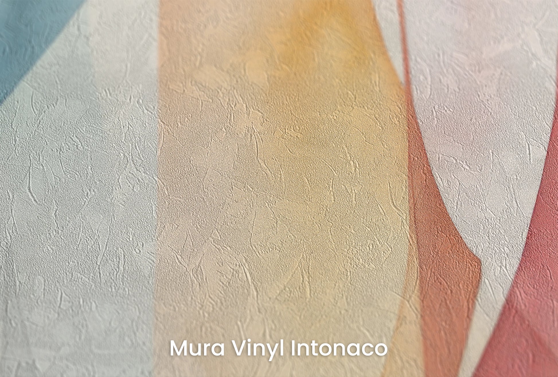 Zbliżenie na artystyczną fototapetę o nazwie Geometric Pastel na podłożu Mura Vinyl Intonaco - struktura tartego tynku.