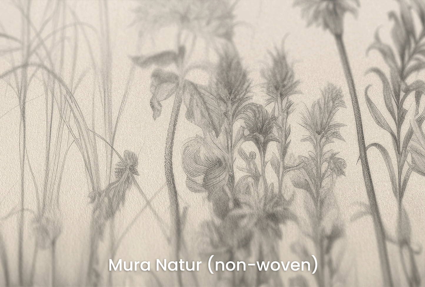 Zbliżenie na artystyczną fototapetę o nazwie Flora in Monochrome na podłożu Mura Natur (non-woven) - naturalne i ekologiczne podłoże.