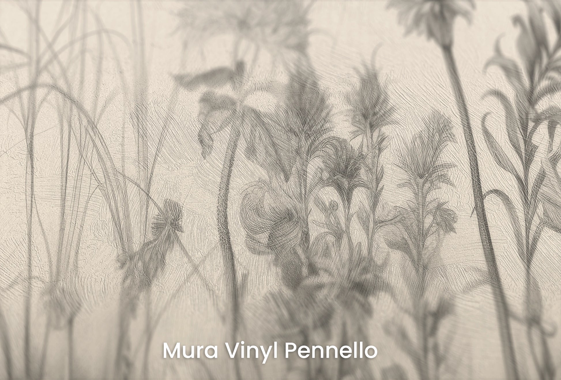 Zbliżenie na artystyczną fototapetę o nazwie Flora in Monochrome na podłożu Mura Vinyl Pennello - faktura pociągnięć pędzla malarskiego.