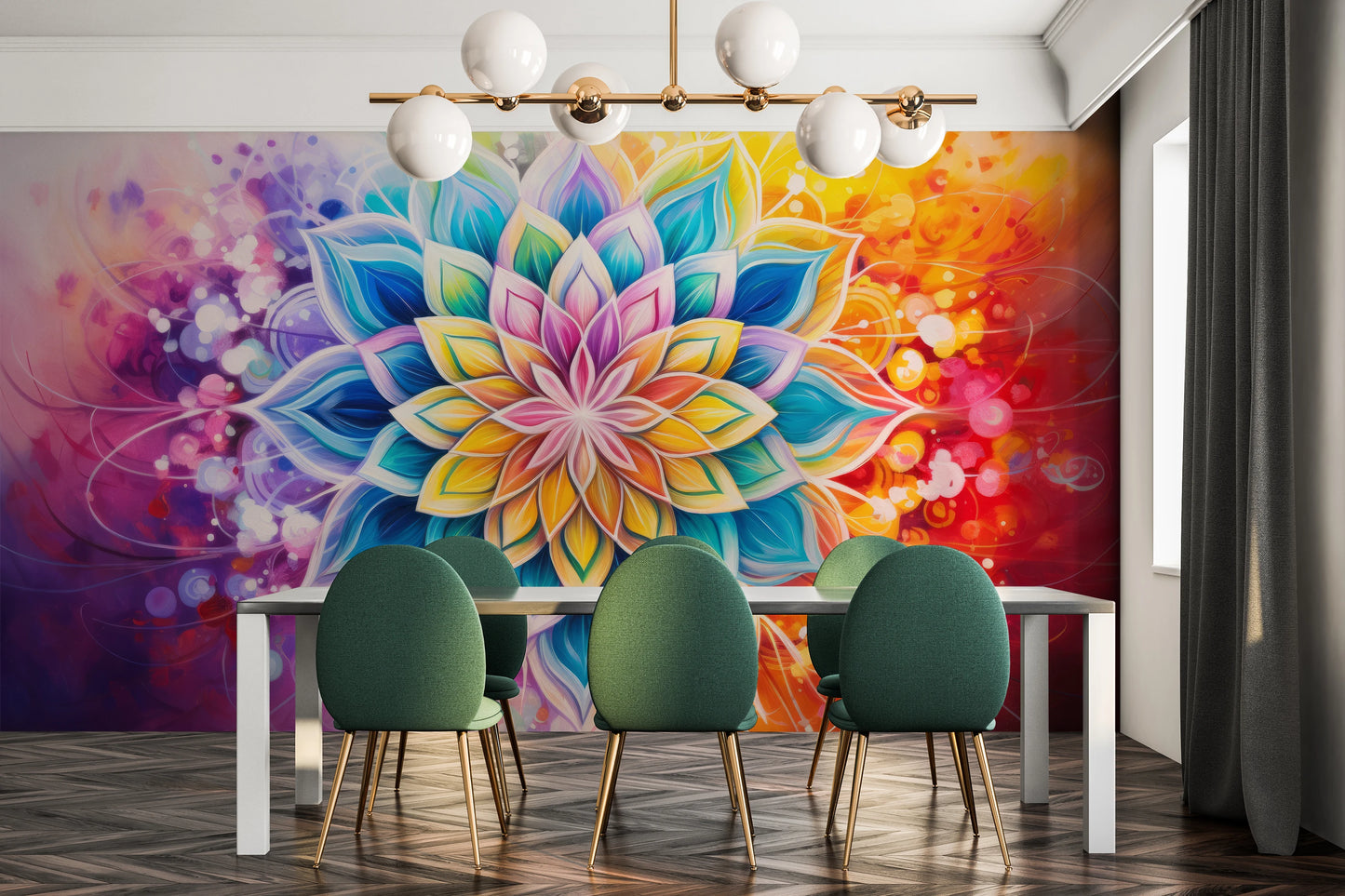 Fototapeta malowana o nazwie Floral Harmony pokazana w aranżacji wnętrza.