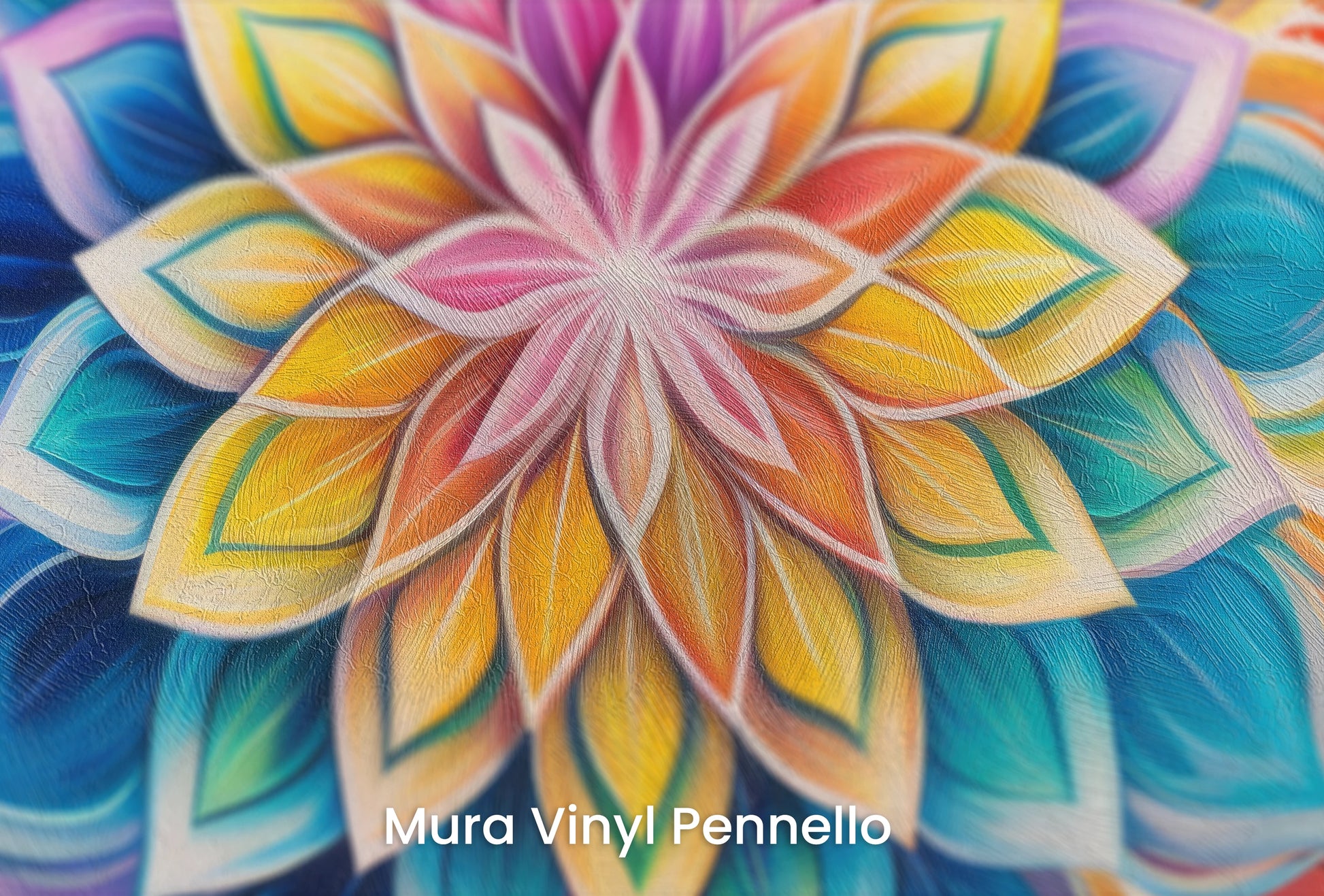 Zbliżenie na artystyczną fototapetę o nazwie Floral Harmony na podłożu Mura Vinyl Pennello - faktura pociągnięć pędzla malarskiego.