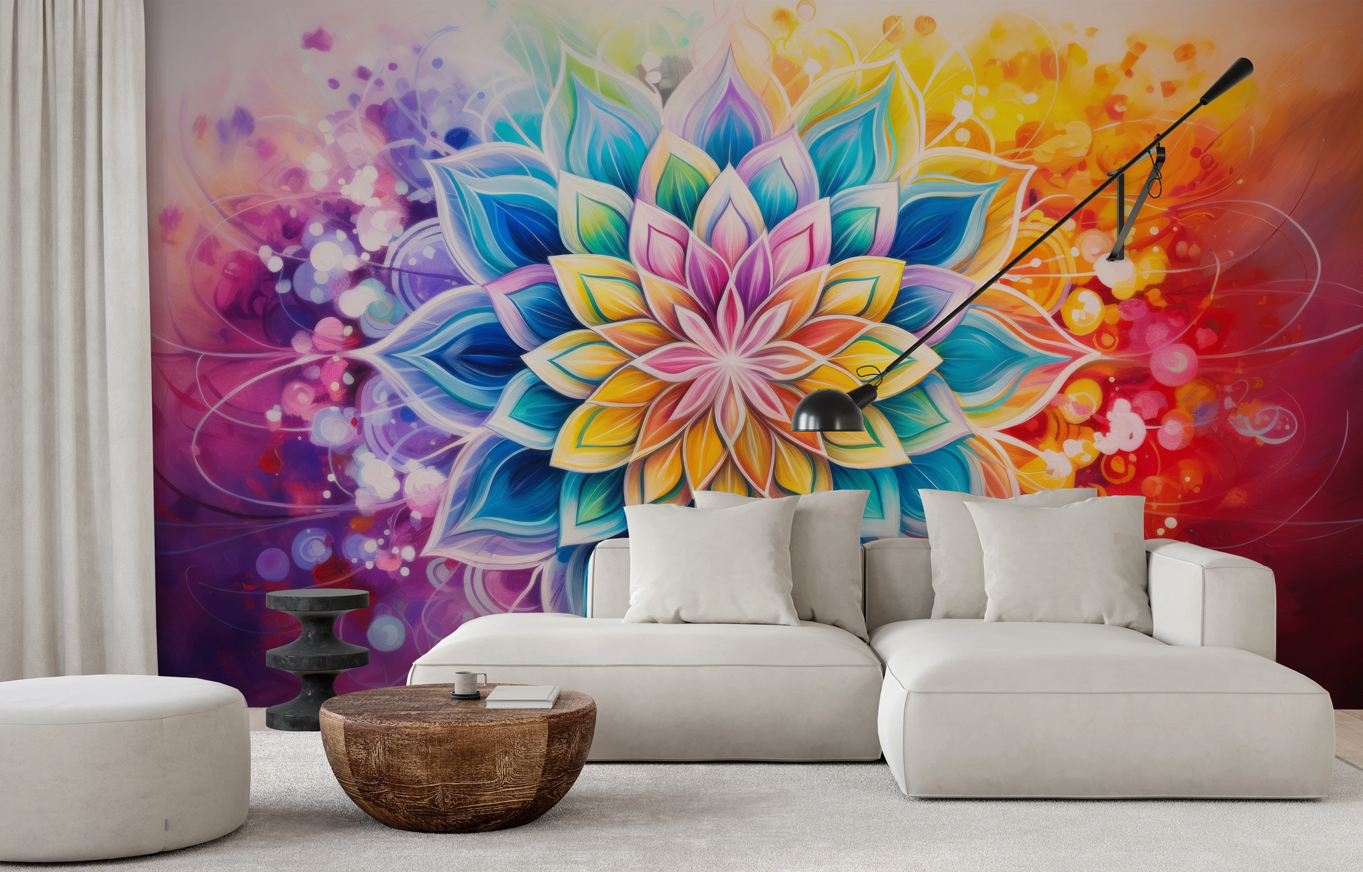 Fototapeta artystyczna o nazwie Floral Harmony pokazana w aranżacji wnętrza.