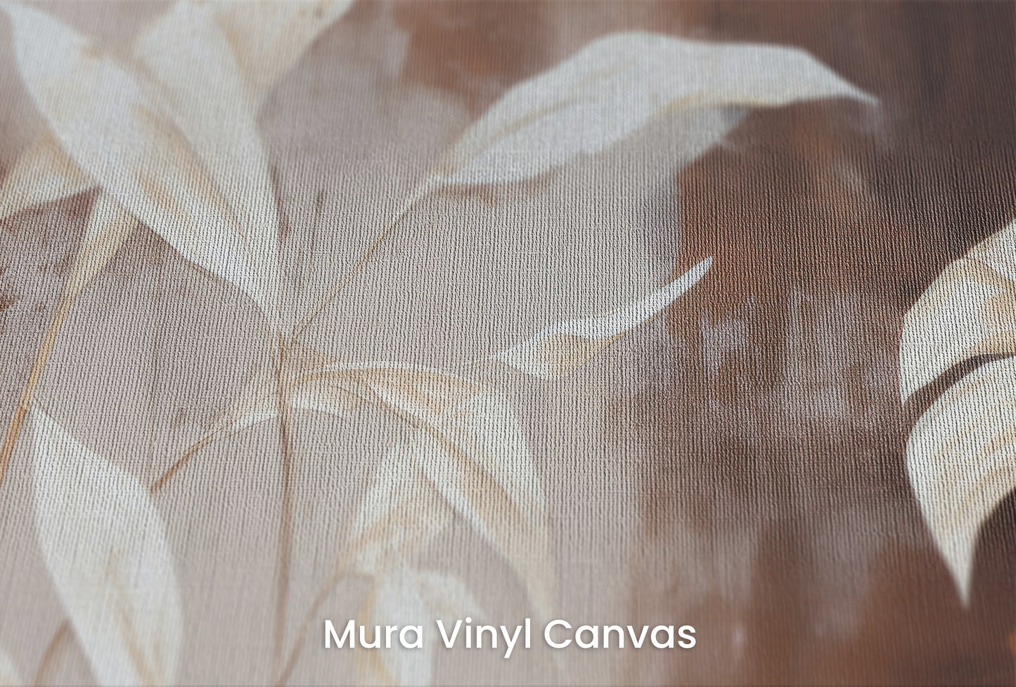 Zbliżenie na artystyczną fototapetę o nazwie Serene Flora #2 na podłożu Mura Vinyl Canvas - faktura naturalnego płótna.