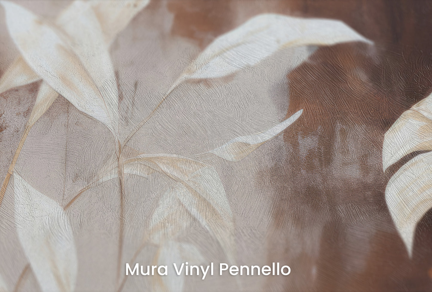 Zbliżenie na artystyczną fototapetę o nazwie Serene Flora #2 na podłożu Mura Vinyl Pennello - faktura pociągnięć pędzla malarskiego.