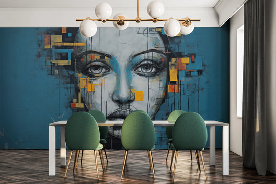 Wzór fototapety artystycznej o nazwie Urban Gaze pokazanej w aranżacji wnętrza.