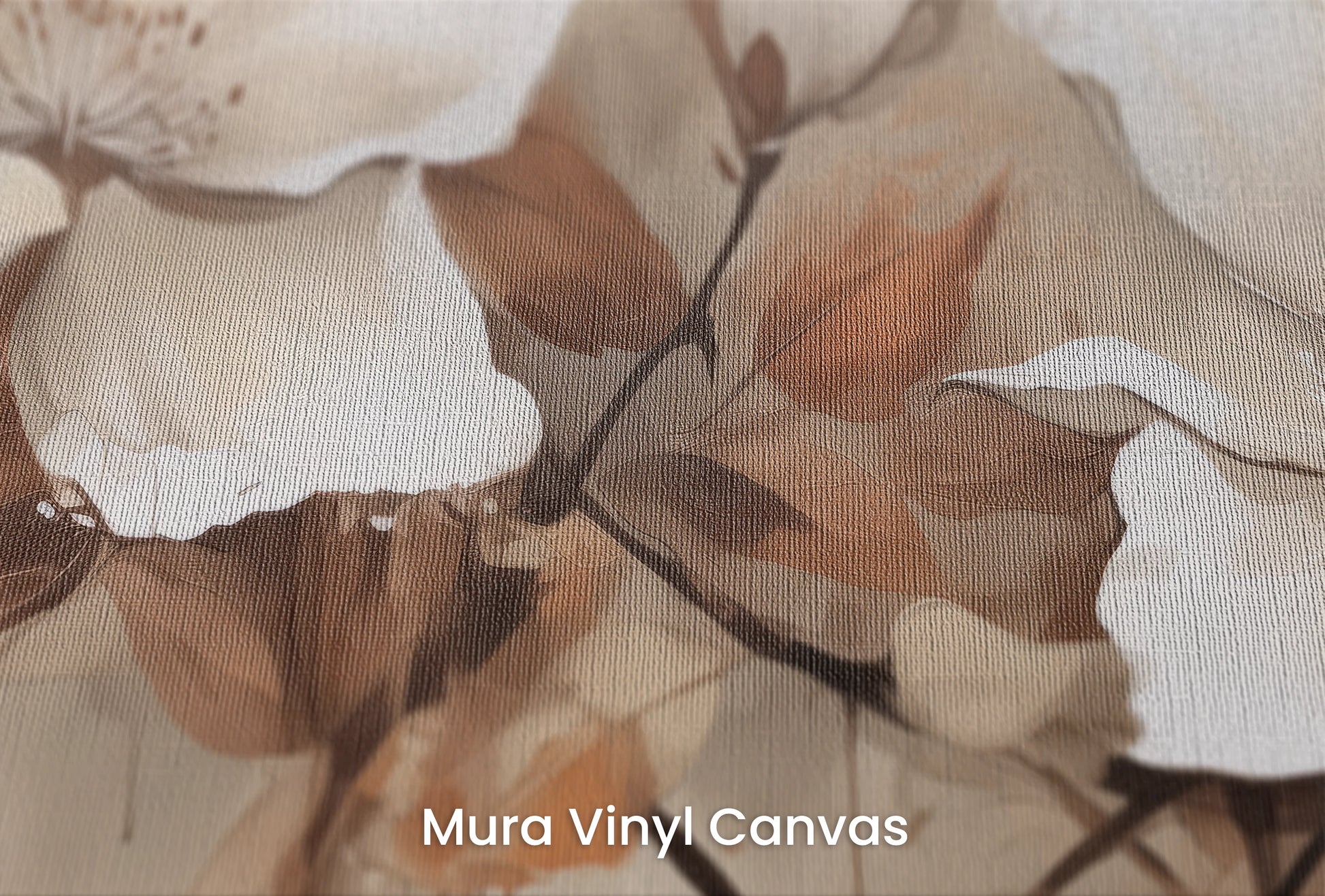 Zbliżenie na artystyczną fototapetę o nazwie Magnolia Elegance na podłożu Mura Vinyl Canvas - faktura naturalnego płótna.