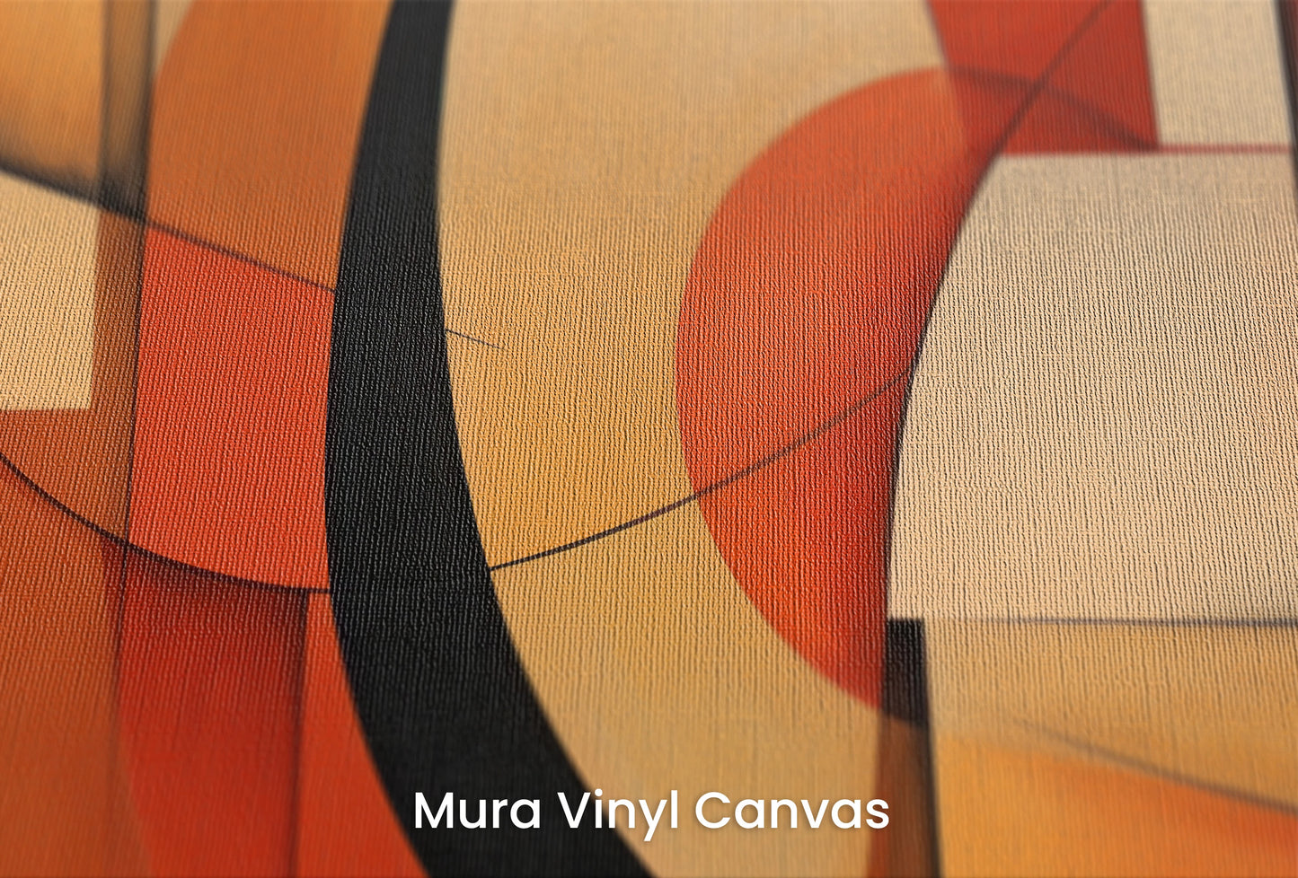 Zbliżenie na artystyczną fototapetę o nazwie Warm Geometric Flow na podłożu Mura Vinyl Canvas - faktura naturalnego płótna.